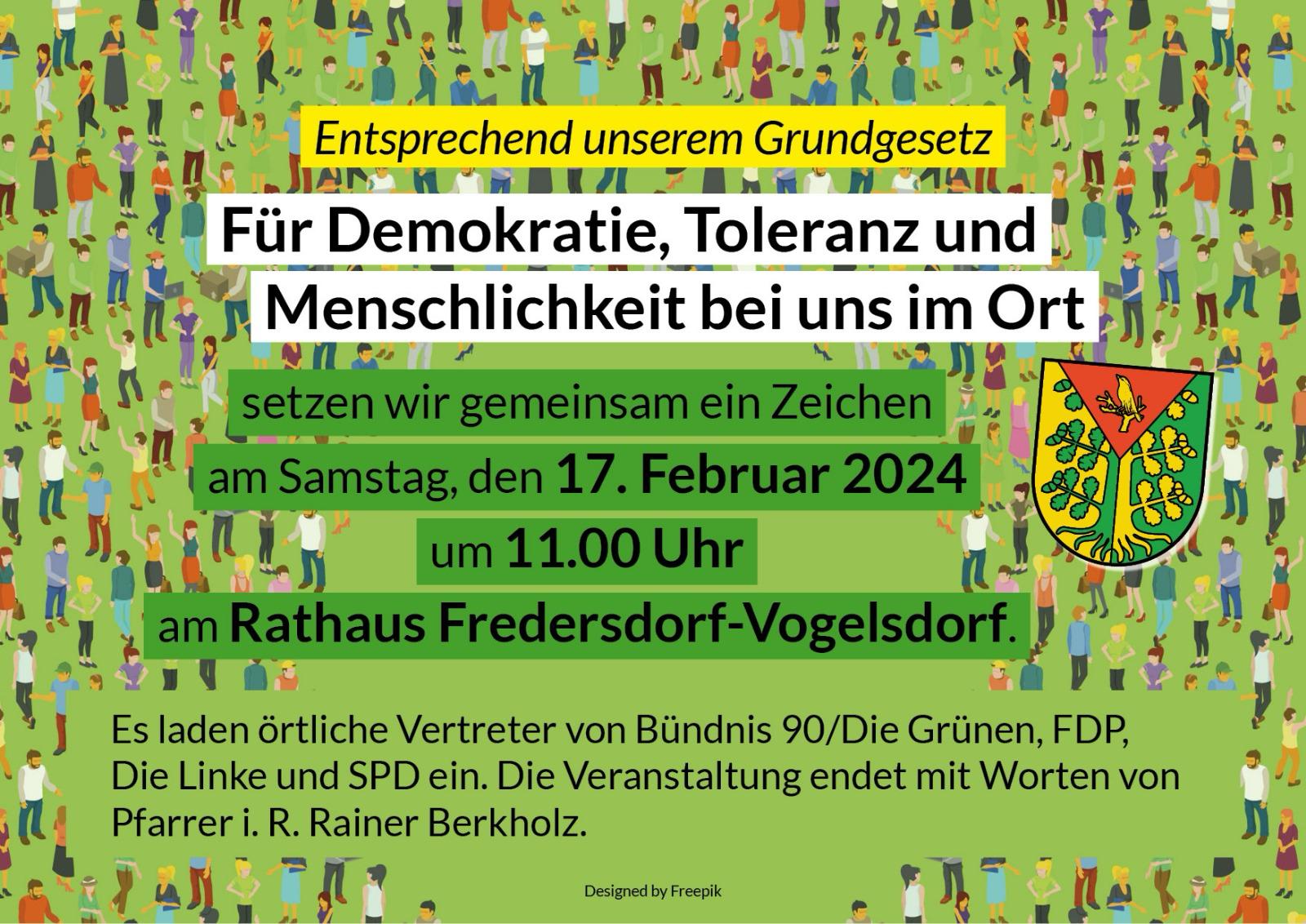 Für Demokratie, Toleranz und Menschlichkeit in Fredersdorf-Vogelsdorf, 17.02.2024